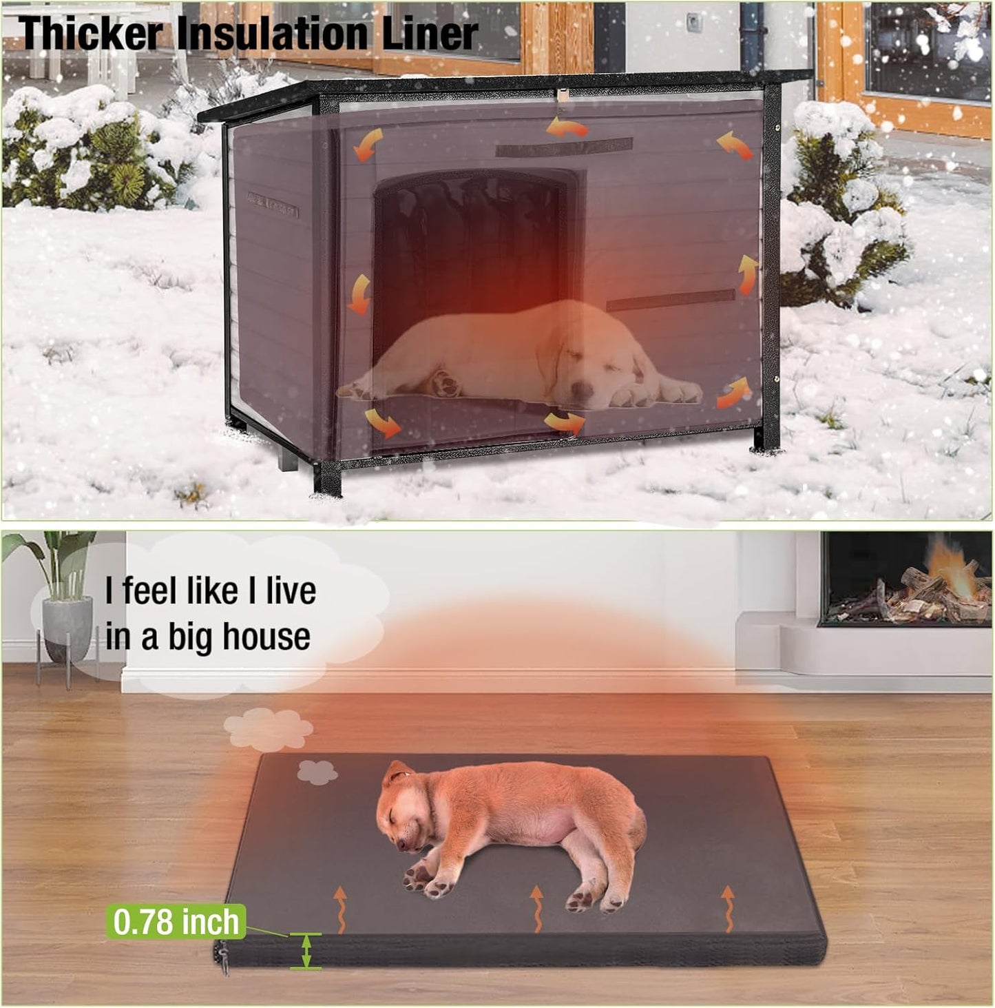 GUTINNEEN Dog House Insulated Outdoor Dog Kennel with Liner for Winter Large(Off-White) - Pet Explorer
