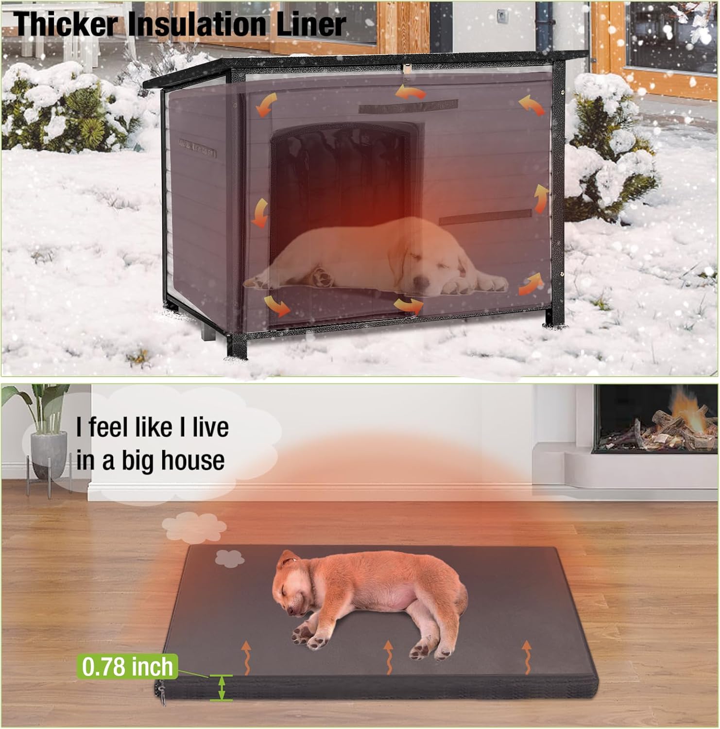GUTINNEEN Dog House Insulated Outdoor Dog Kennel with Liner for Winter Large(Off-White) - Pet Explorer