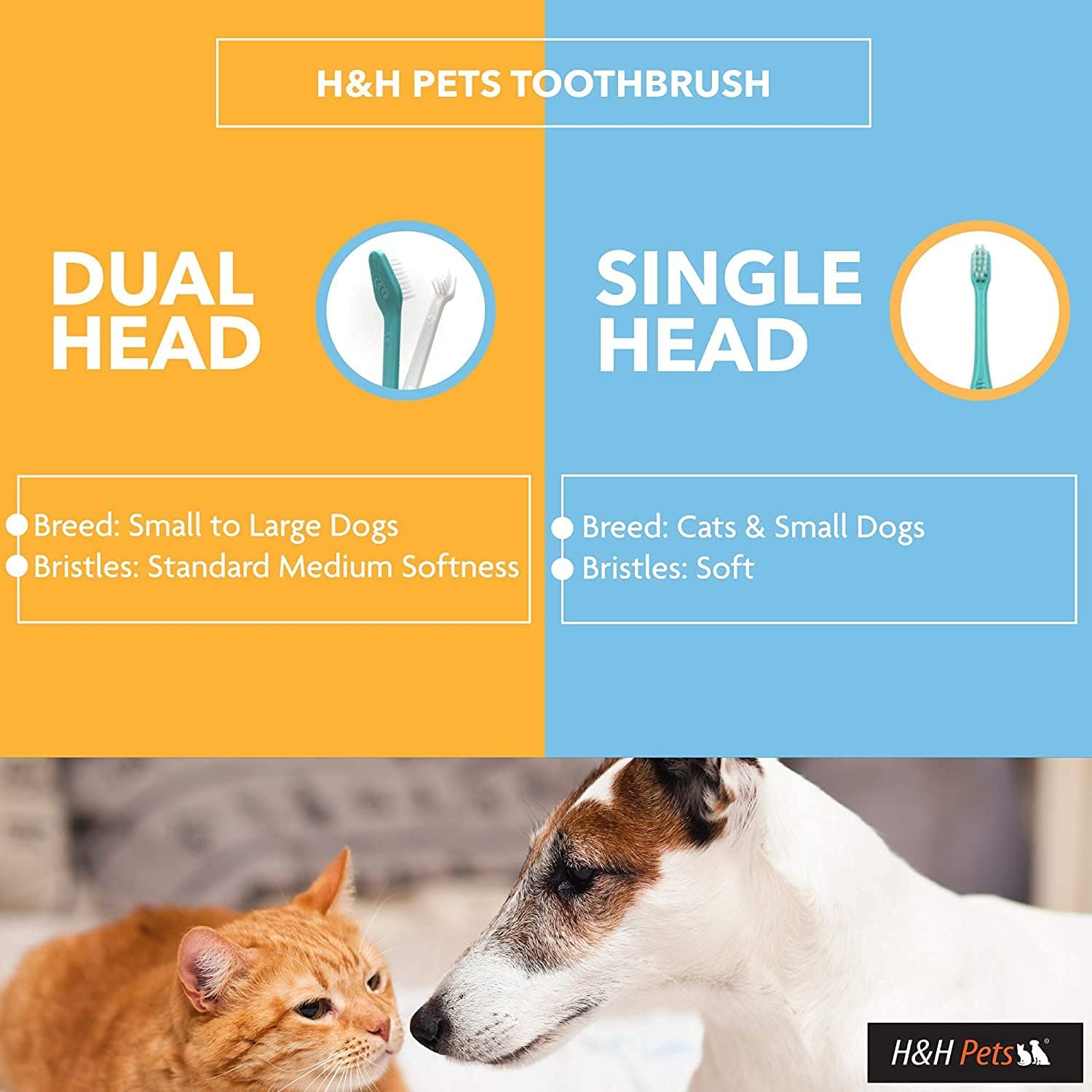 H&H Pets Toothbrush for Small Dogs & Cats - Soft and Extra Small Toothbrush Designed for Cats, Puppies, and XS Breed Dogs Like Teacups, Chihuahuas, Yorkshire, and Poodle, 4 Count Pack - Pet Explorer