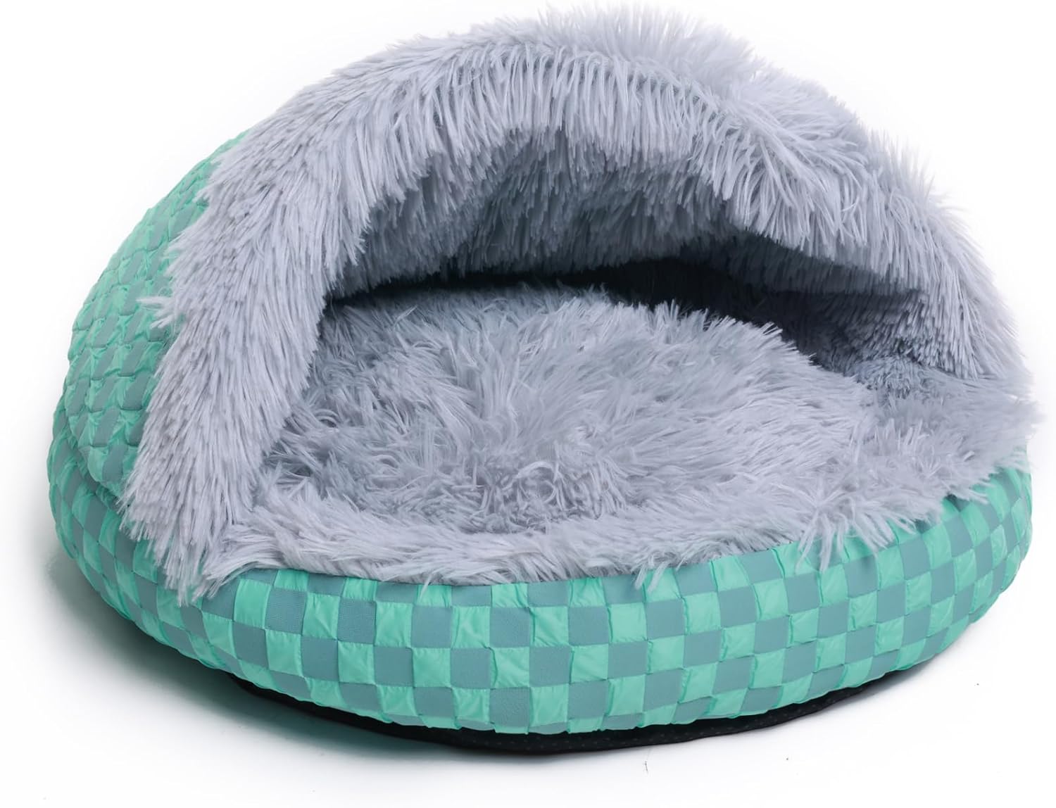 Cat Bed Hooded Plush Nest with Self-Warming Cozy Cave, Calming Anti-Anxiety Pet Bed for Indoor Cats & Small Dogs, Removable Washable Cover & Waterproof Bottom - Gray - Pet Explorer