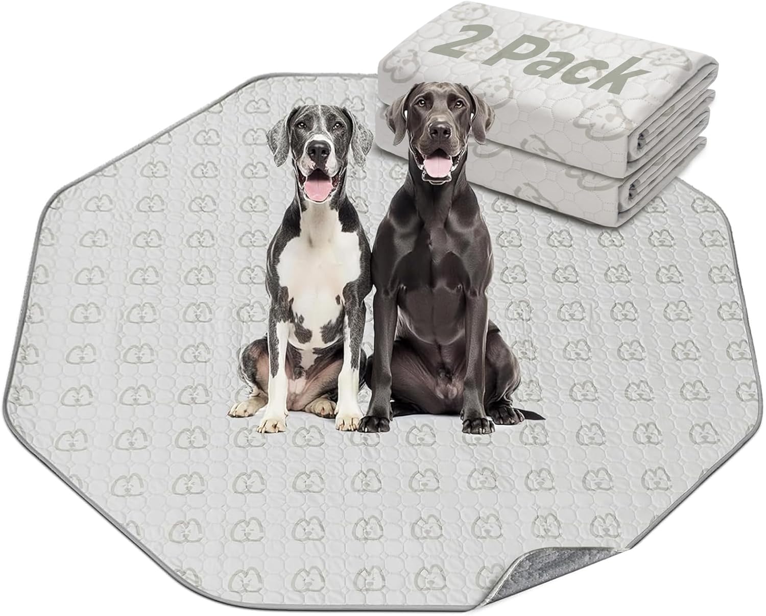 FXW Washable Pee Pads for Dogs, Puppy Pads with Super Absorbent, Specifically Designed for FXW Rollick/Homeplus 24inch 8 Panels Dog Playpen, 29" Octagon, Khaki, 2 Packs - Pet Explorer