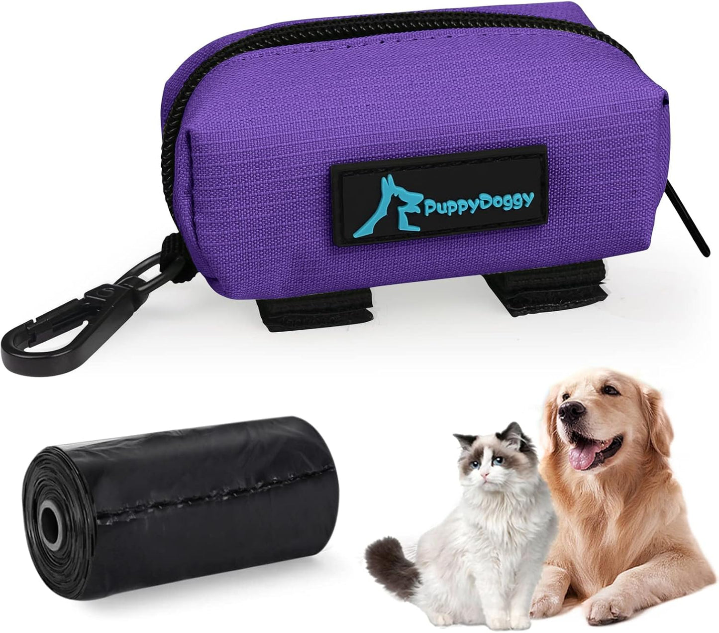 PuppyDoggy 1 Pack Poop Bag Holder for Dogs and Cats Waste Bag Dispenser Poop Bag Pouch Dispenser with 1 Roll of Free Poop Bags for Dog Leash Accessory Bicycle - Pet Explorer