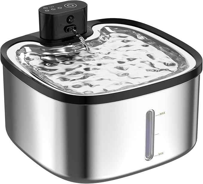 Cat Water Fountain Stainless Steel, 118oz/3.5L Cordless Automatic Pet Water Dispenser for Cats Indoor, with Motion Sensor, Ultra Quiet Pump, Rechargeable & Multi-Filtration (Silver)