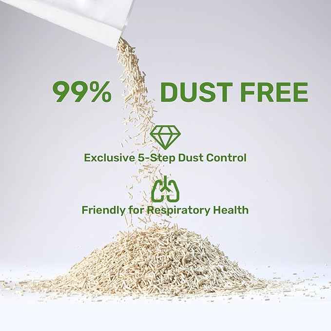 FUKUMARU Tofu Cat Litter, 32lb Fast Clumping & Superior Odor Control, 100% Natural with Bean Dregs & Corn Starch, Dust-Free, Flushable, Low Tracking, Ultra Absorbent, Lightweight, 8lb x 4 Bags