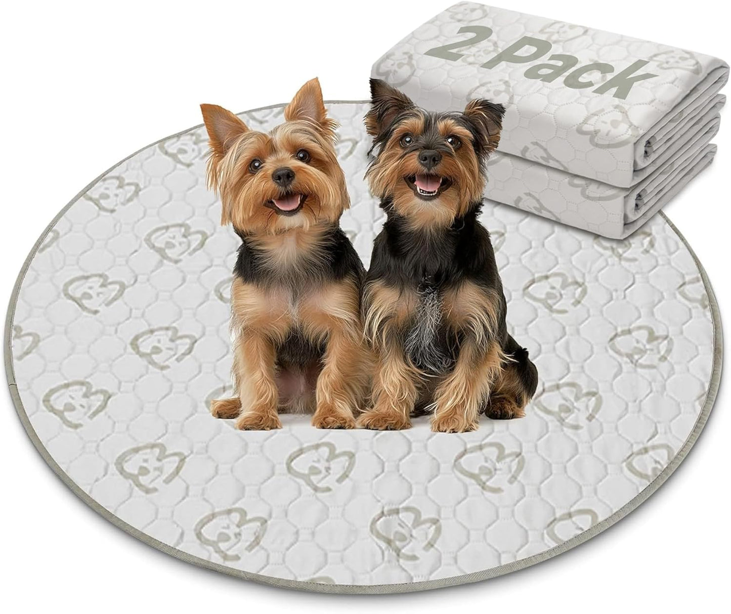 FXW Washable Pee Pads for Dogs, Puppy Pads with Super Absorbent, Specifically Designed for Whelping Box, 36" Round, Khaki, 2 Packs - Pet Explorer