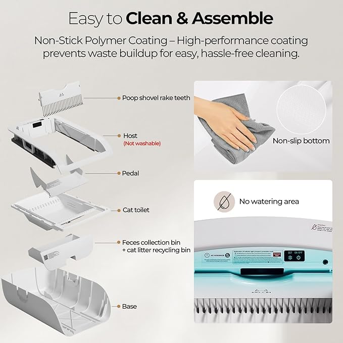 Open-Top Self-Cleaning Automatic Cat Litter Box-Smart APP Control (2.4G/5G) with Health Tracking&24H Backup, Dual Safety Sensors&Odorless Design for Multi-Cat Homes+3 Waste Bags