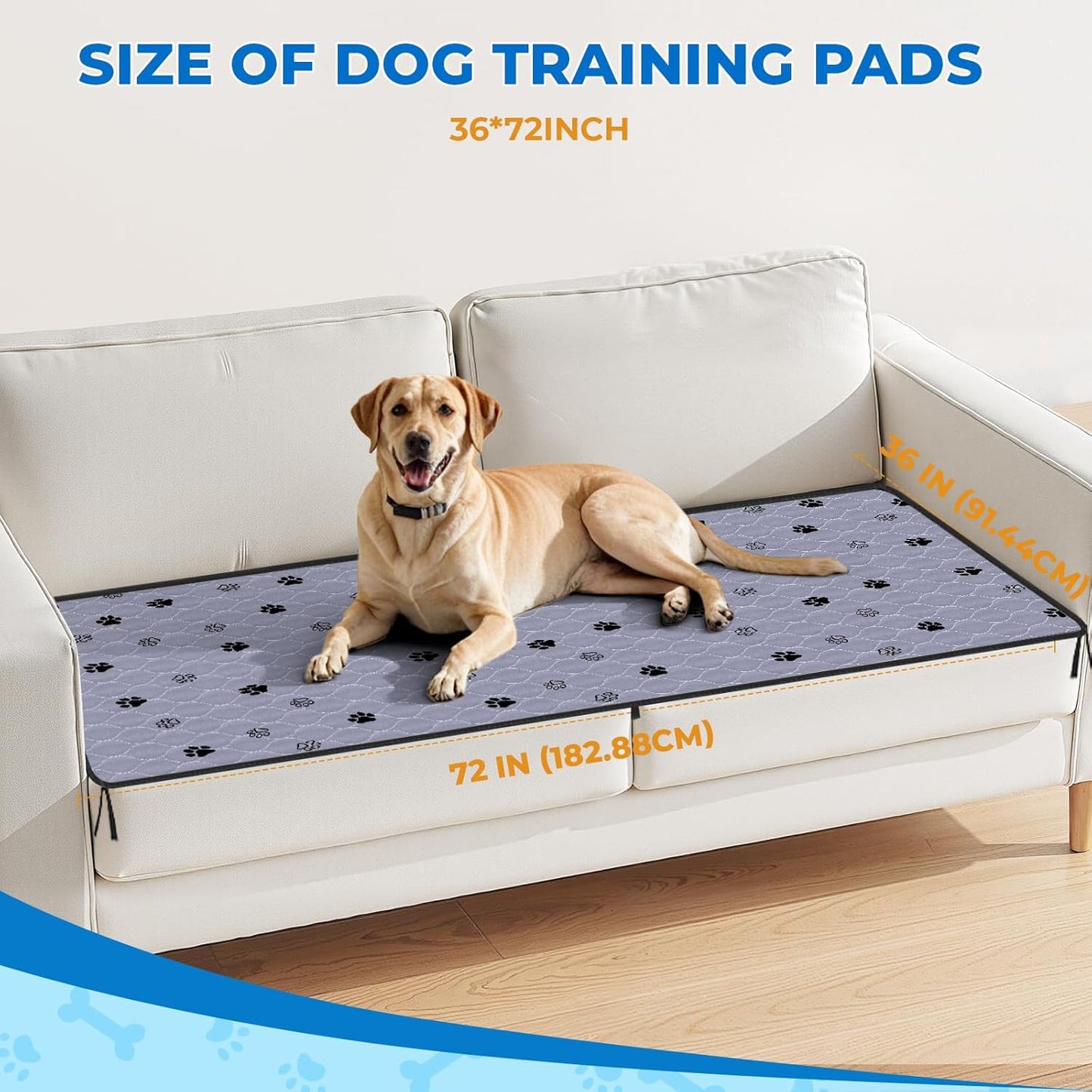 Fostanfly Washable Dog Pee Pads, 2 Pack 36''x72'' Non Slip Reusable Puppy Pee Pads with Great Urine Absorption, Dog Mats for Whelping, Potty, Pet Training - Pet Explorer