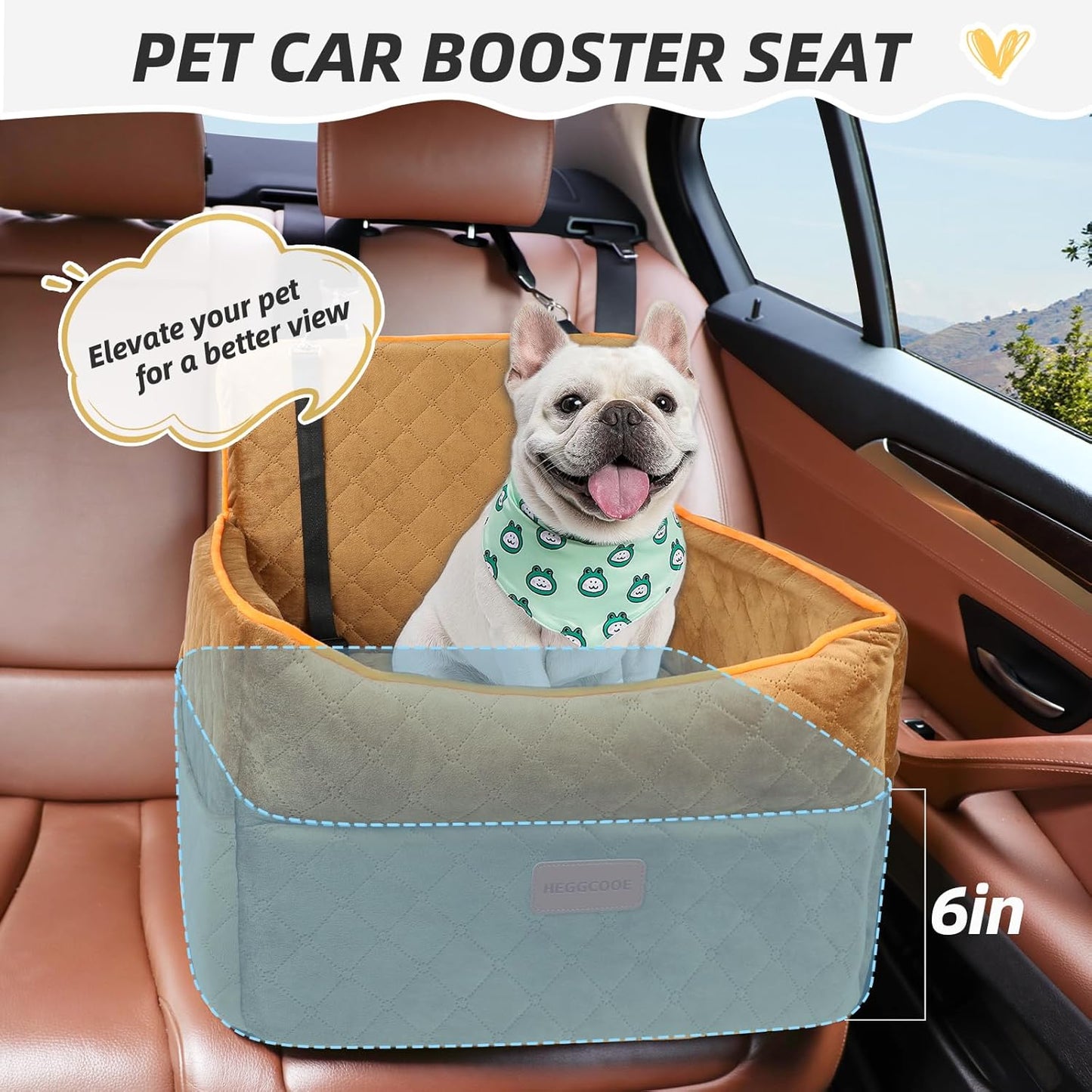 Dog Car Seat for Small Medium Dogs, Memory Foam Dog Booster Seats with Thick Cushion for Dogs Under 35lbs, Detachable Washable Pet Car Seat Travel Bed with Storage Pockets,2 Safety Belt - Pet Explorer