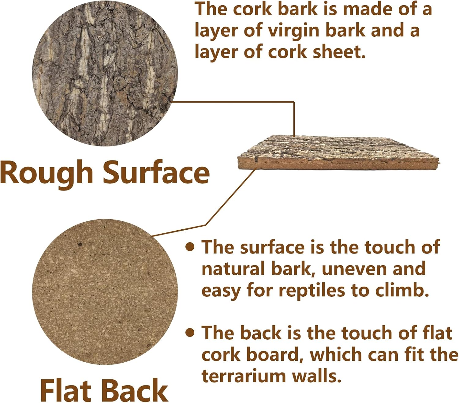Tfwadmx Terrarium Cork Bark Background, 11.8"x7.8" Thickened Reptile Tank Tree Backdrop Wall Decor Habitat Climbing Mat Decoration for Lizard, Turtle, Gecko, Bearded Dragon, Frog, Chameleon - Pet Explorer