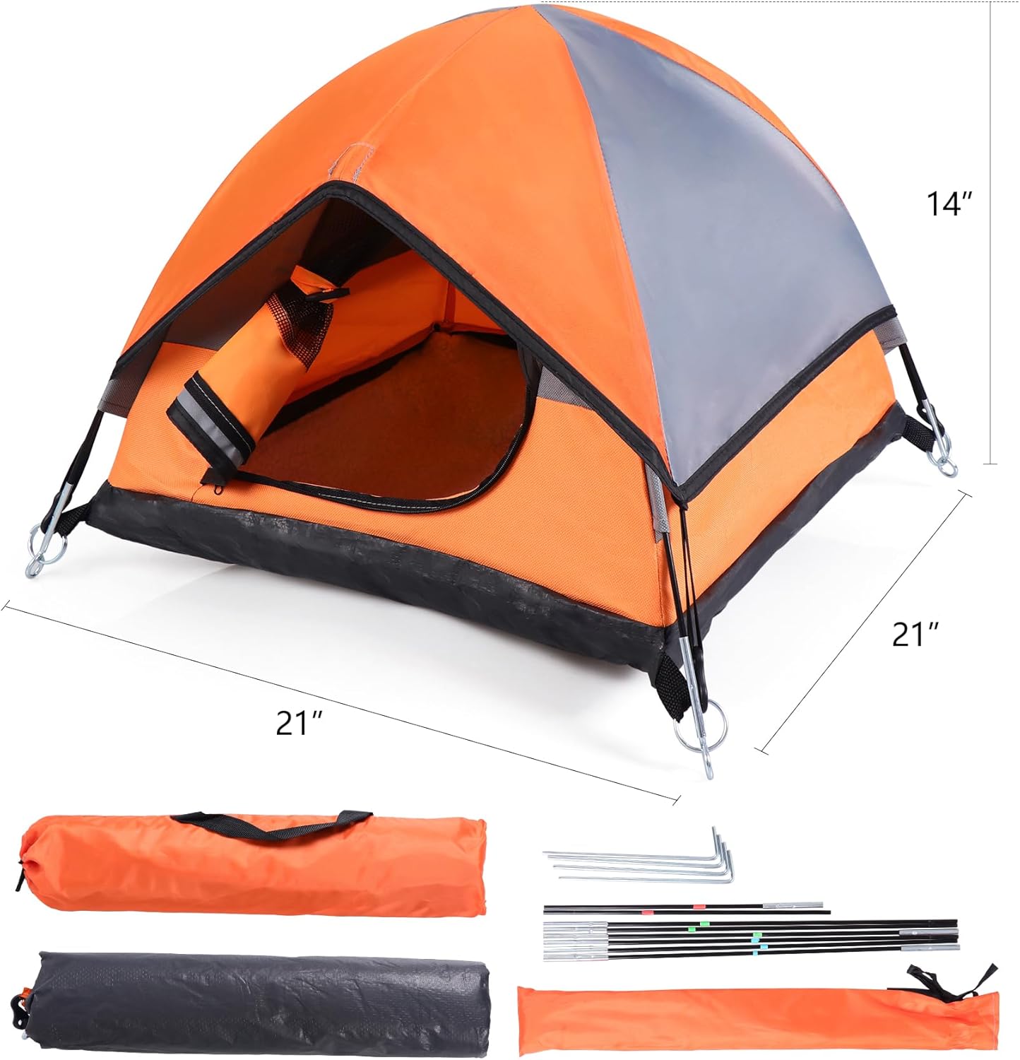 Cat Camping Tent, Cat Tent Bed, Pet Tent for Indoor Cat and Small Dog, Mini Tent (Orange, 21 x 21 x 14 Inches) - Pet Explorer