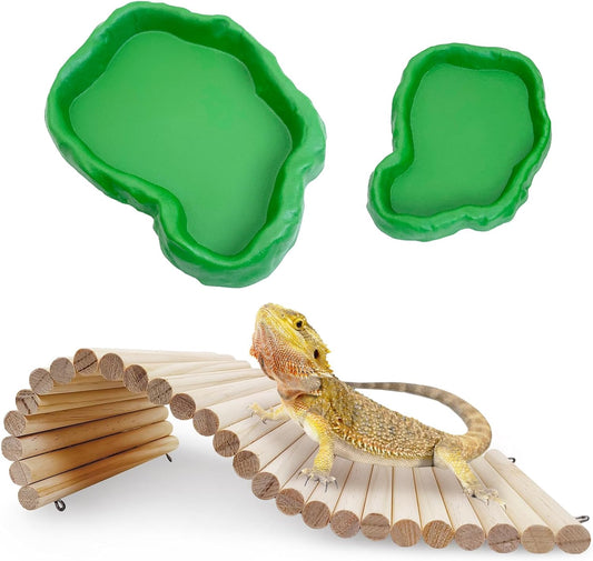 Hamiledyi 11.37 x 5.9 inch Reptile Hideout, Bearded Dragon Bendy Bridge, Climbing Ladder Wooden Hermit Climb Toys, Hide Cave Habitat Decor for Lizards Gecko Spiders Snakes Tortoise - Pet Explorer