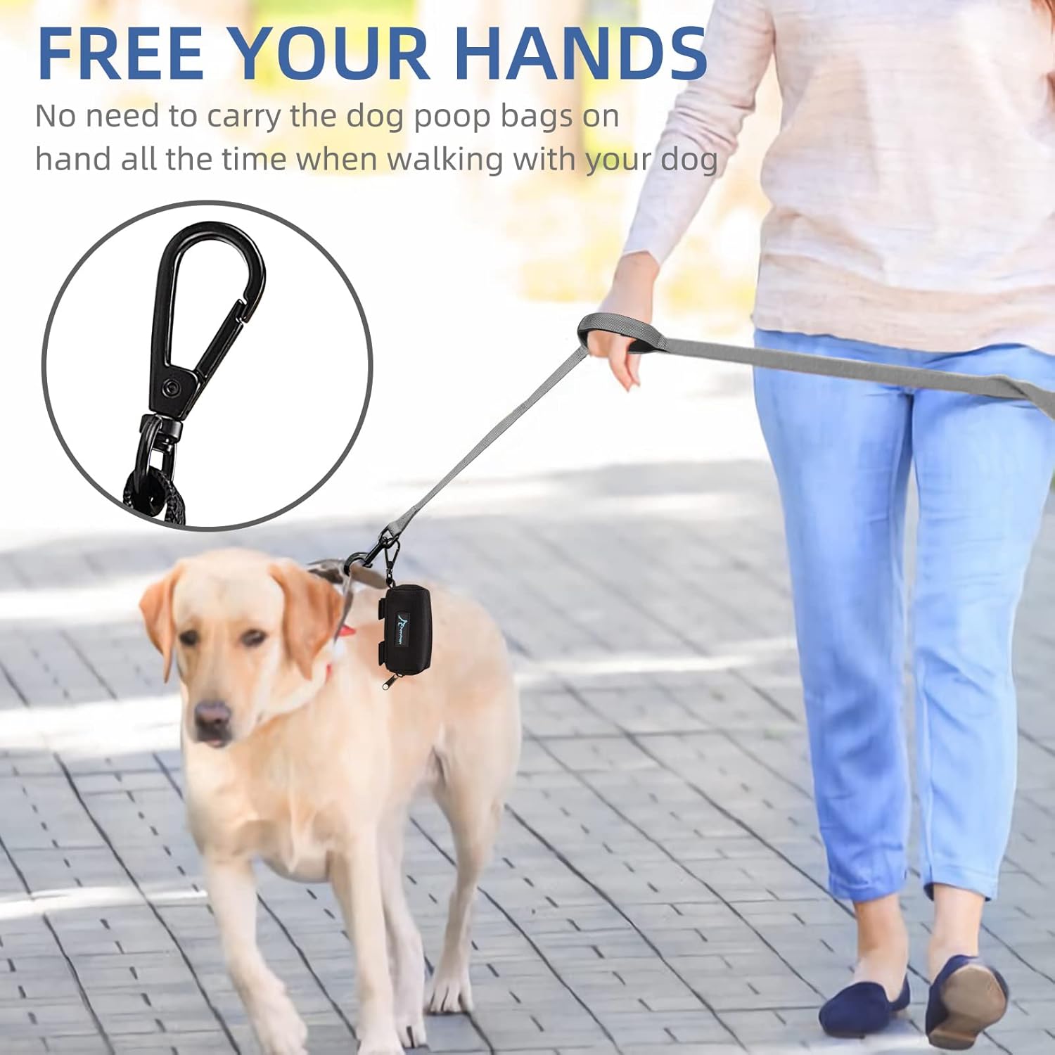 PuppyDoggy Dog Poop Bag Holder for Leash Black Waste Bag Dispenser with 1 Roll of Poop Bags for Leash Accessory Bicycle - Pet Explorer
