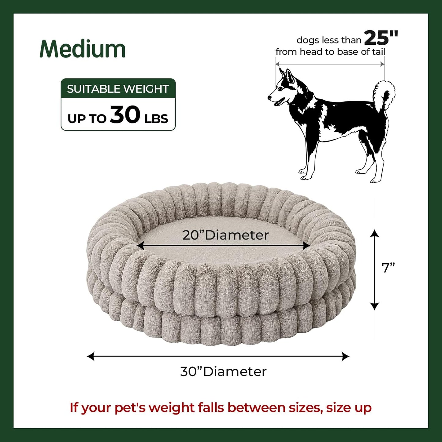 BALANCE Luxury Donut Dog Bed, 30 Inches Round Dog Bed Medium Size Dogs Washable, Orthopedic Calming Dogs Bed for Pets with Anti-Slip Bottom, Oatmeal - Pet Explorer