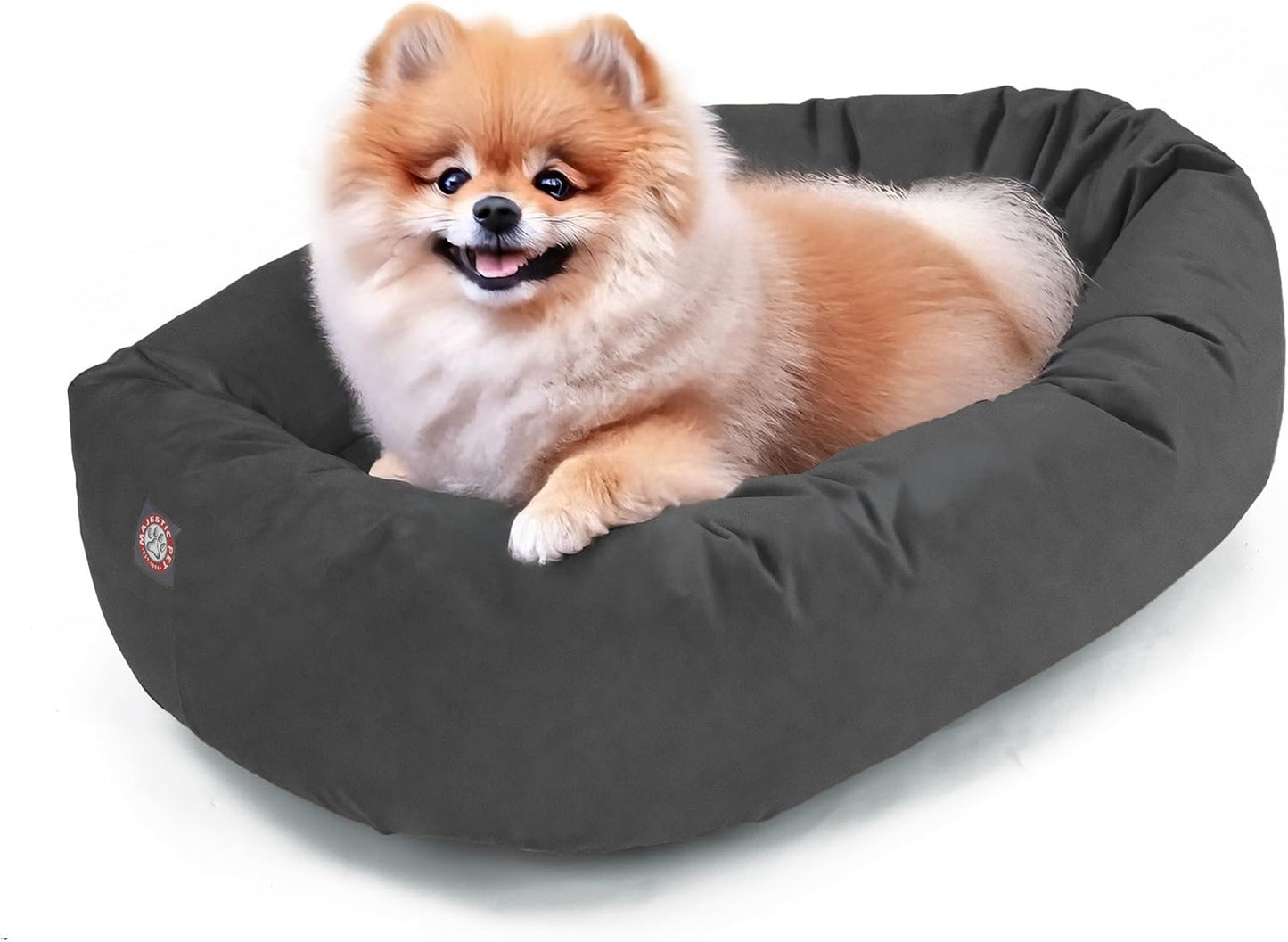 Majestic Pet 24 Inch Suede Calming Dog Bed Washable 24x19x7 (Inch) – Cozy Soft Round Donut Dog Bed with Spine Support for Dogs to Rest Their Head - Pet Bed Small – Gray (2025) - Pet Explorer
