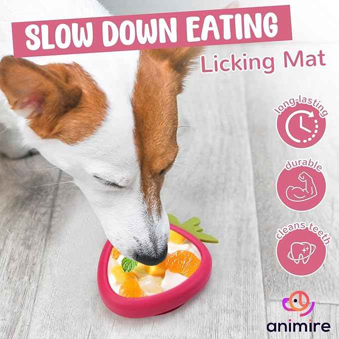 Freeze Dog Lick Bowl, Animire Non-Slip Slow Feeder Lick Mat for Dogs, Silicone Dog Enrichment Bowl for Distraction Anxiety Relief Boredom, BPA Free, Dishwasher Safe(Rose,S)