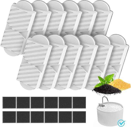Cat Water Fountain Filters for 74oz/2.2L Ceramic Cat Water Fountain, Replacement Filters (12+12 Pack)