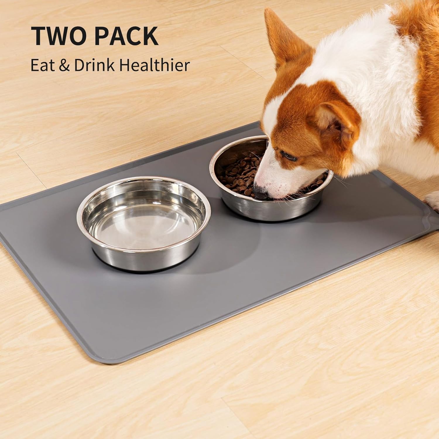 Taglory 2 Cup Stainless Steel Dog Bowls Set of 2 for Food and Water, Silicone Base Anti-Slip, Rust Resistant, Extra Thick Metal Dog Bowl for Cats and Puppies, 17oz, Black - Pet Explorer