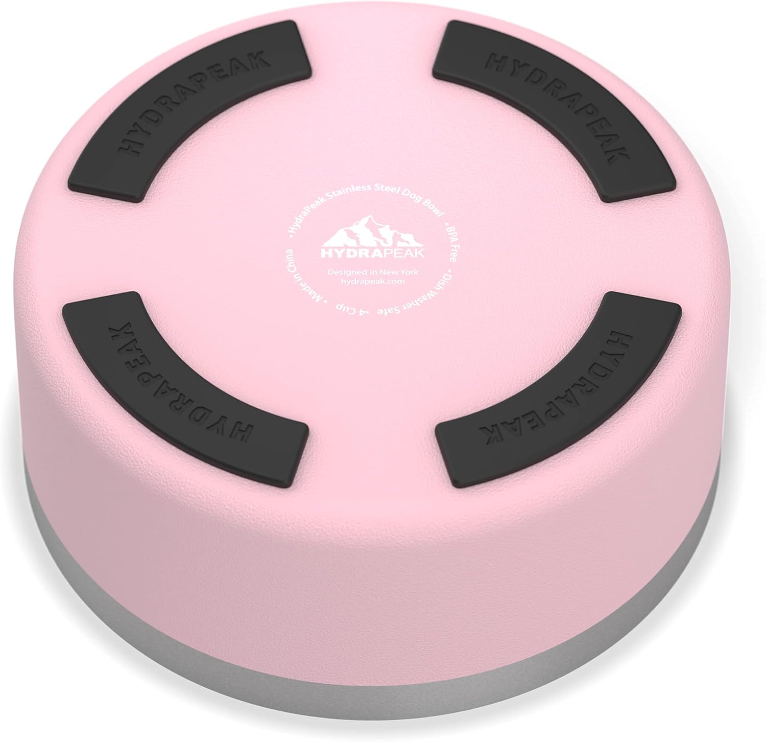 Hydrapeak Dog Bowl; Non Slip Stainless Steel; Water and Food Dish; Large Sized and Small Dogs; 32oz 64oz; Multiple Sizes; 4 Cup | Pink - Pet Explorer