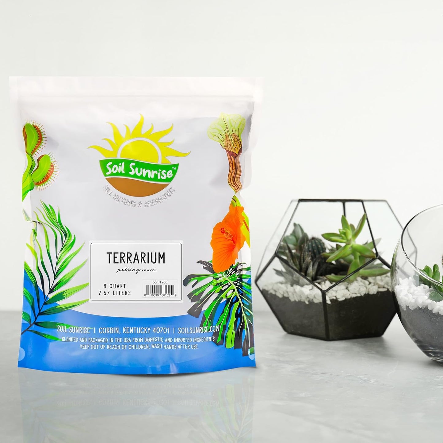 Terrarium Potting Soil Mix (8 Quarts), w/Blended Filtering Charcoal Custom Made for Terrariums - Pet Explorer