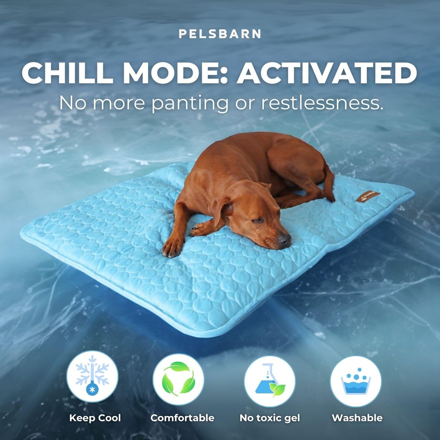 Dog Cooling Mat- Ice Silk Summer Comfort, Self Cooling, Non-Slip Dog Pad, Durable & Washable, Mat for Large Dogs 65x95 cm, Support Shelter Dogs with Every Purchase (Blue) - Pet Explorer
