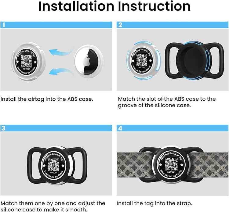 Waterproof AirTag Dog Collar Holder for Apple AirTag QR Code