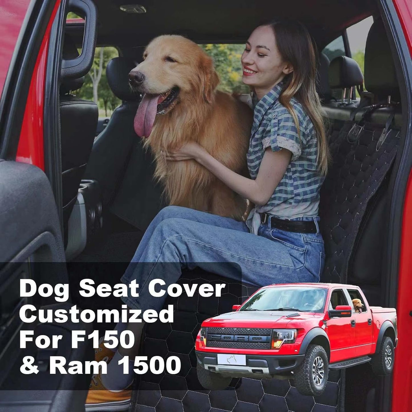 Dog Car Seat Cover for Trucks, Back Seat Pet Cover for Dogs F150 Ram 1500, Waterproof Dog Hammock for Truck with Mesh Window Heavy Duty Seat Cover for F-Series/GMC Sierra/Silverado - Pet Explorer
