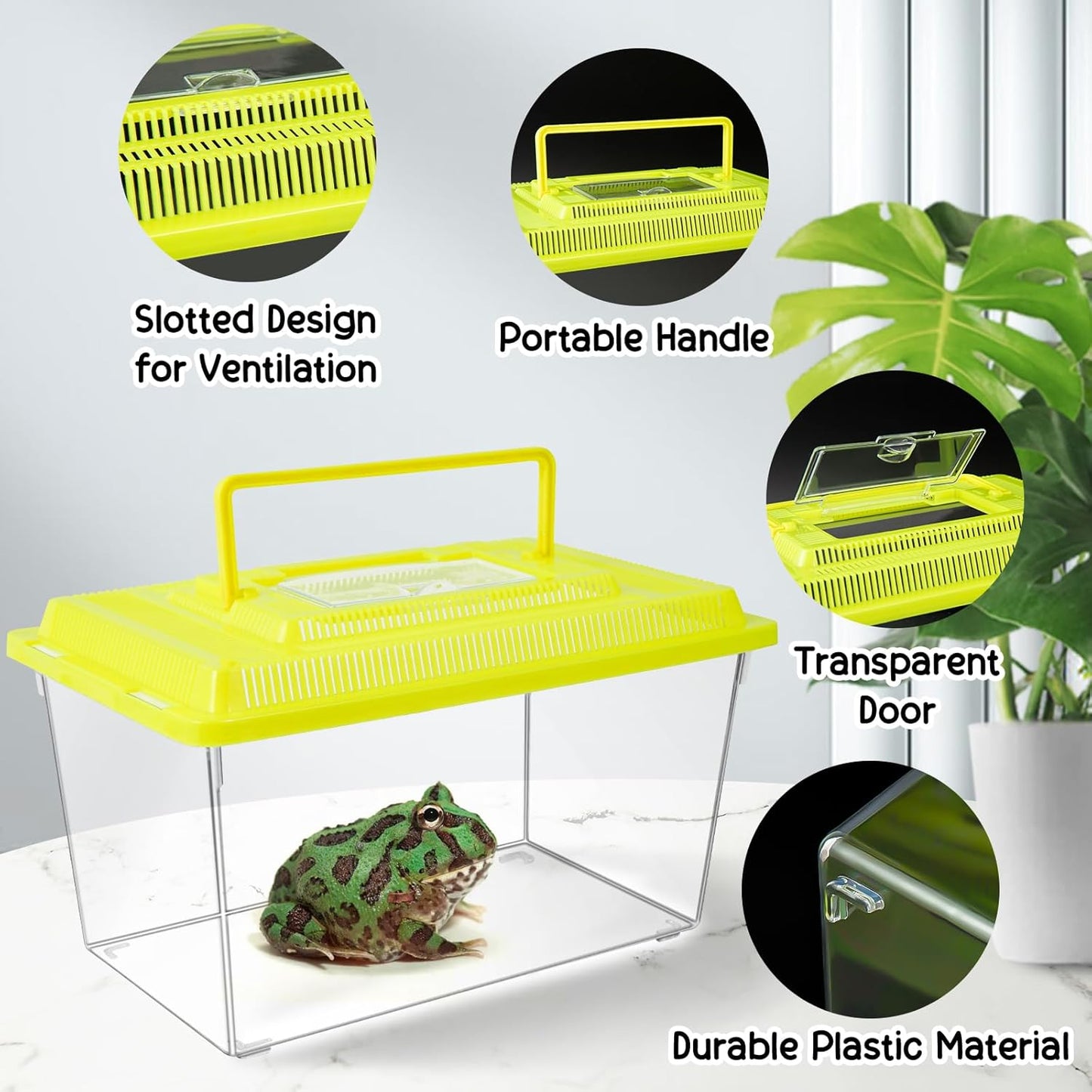 12Pcs Plastic Reptile Terrariums Carrier Cage, Tarantula Enclosure Breeding Box Hatching Container Transparent Fish Tank Turtle Aquarium with Random Color Lid for Hermit Crab, M(7" x 4.3" x 4.3") - Pet Explorer