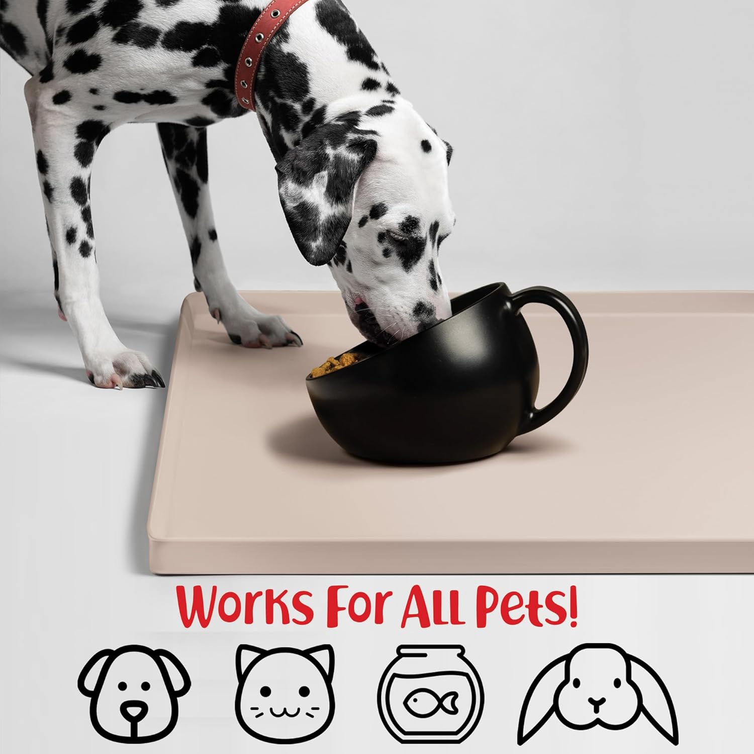 DogBuddy Dog Food Mat – Waterproof Dog Bowl Mat for Food and Water, Silicone Pet Feeding Mats for Floors, Non-Slip Placemat with High Edges for Dogs Bowls, Puppy Essentials (XL: 28" x 18", Vanilla) - Pet Explorer