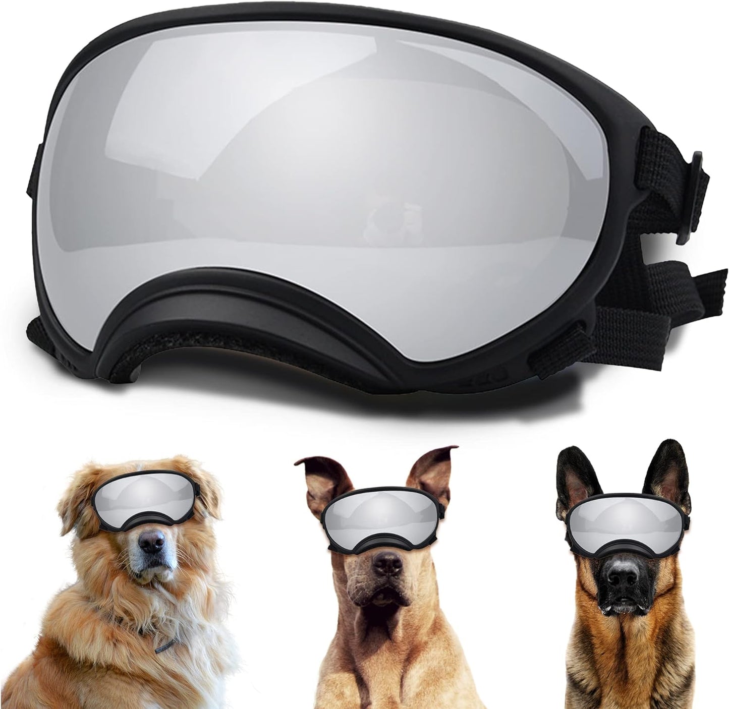 Large Dog Sunglasses, Dog Goggles with Adjustable Strap UV Protection Winproof Dog Puppy Sunglasses, Suitable for Medium-Large Dog Pet Glasses, Dogs Eyes Protection - Pet Explorer