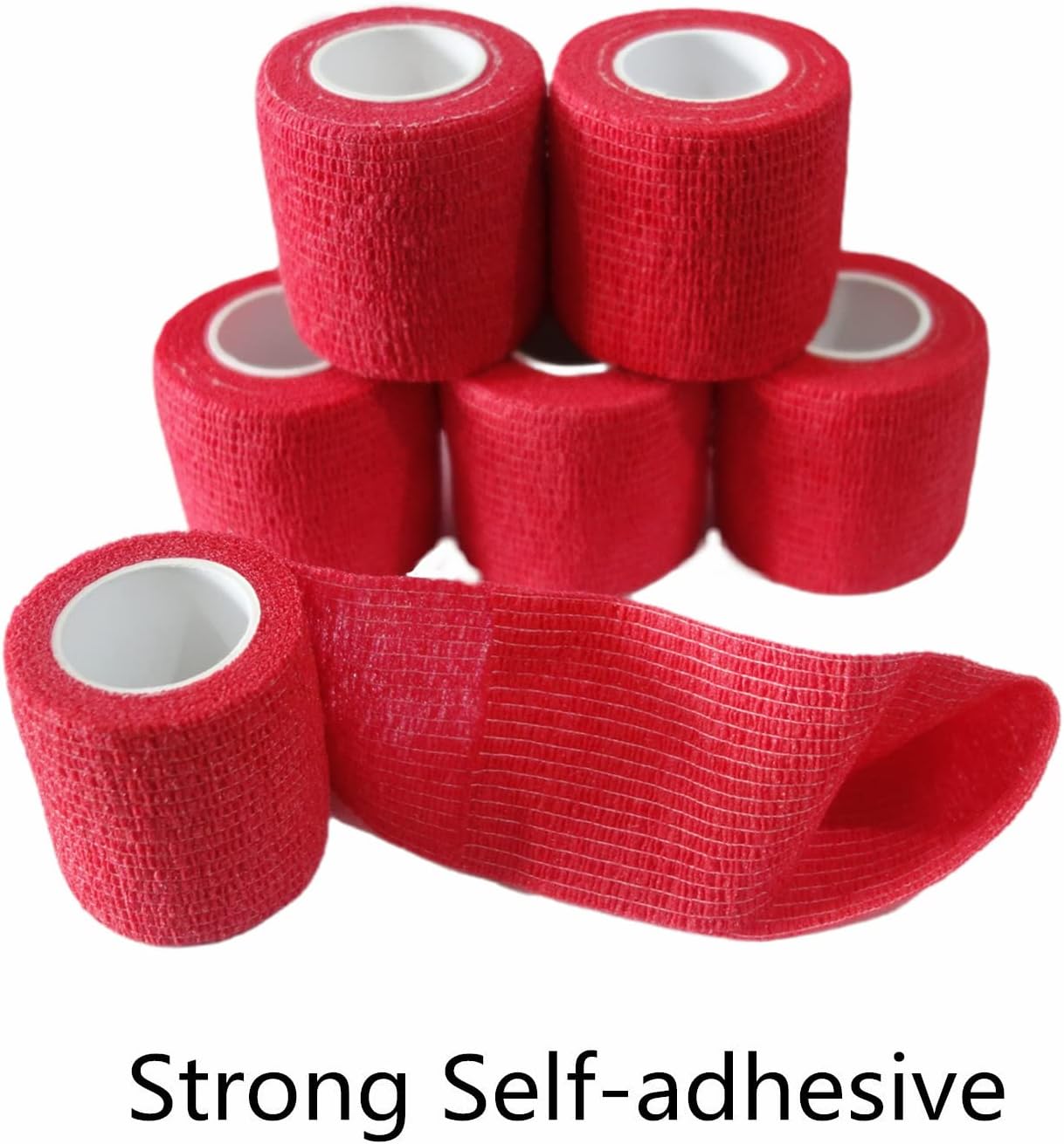 6 Pack 2" x 5 Yards Self Adhesive Bandage Wrap Breathable Cohesive Vet Wrap for Pets, Elastic Self-Adherent Tape for Sports, Wrist, Ankle (Red) - Pet Explorer
