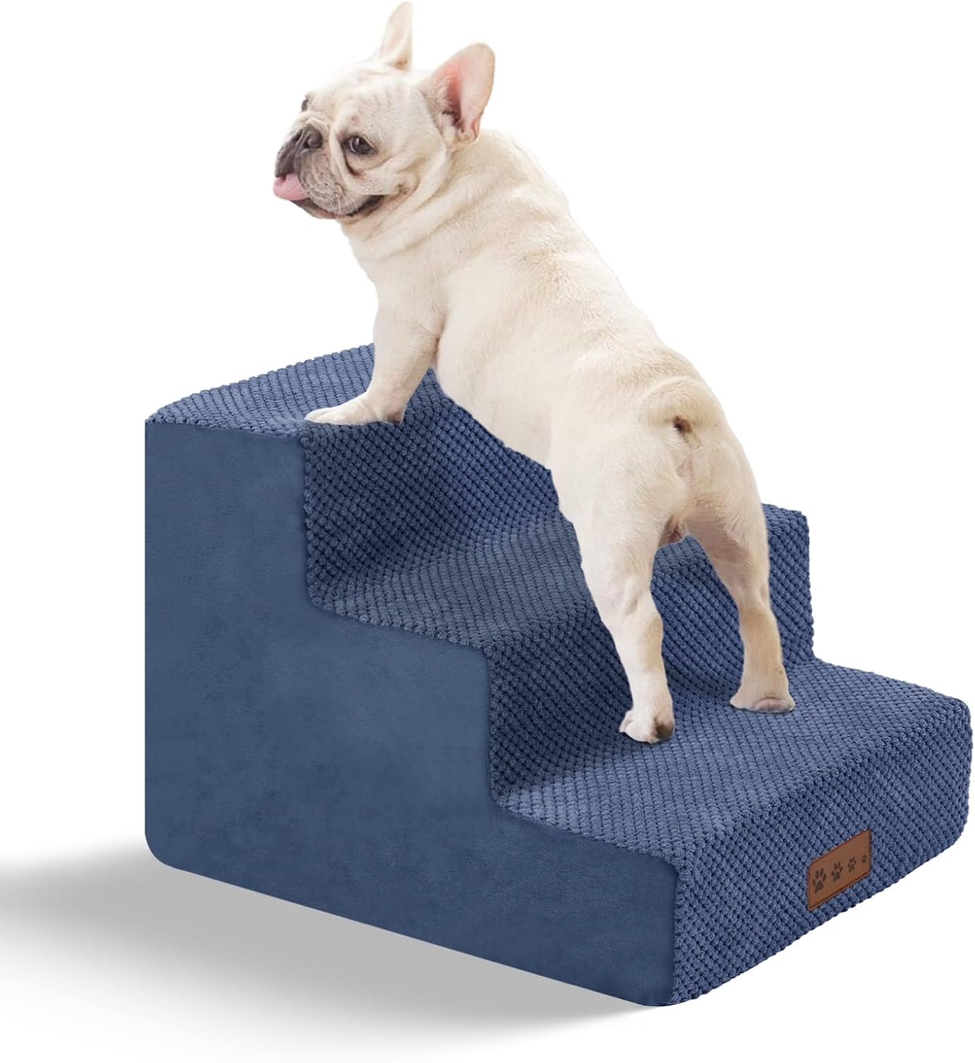 GGIB Dog Stairs for Small Dogs Cats Non-Slip Dog Steps for High Bed Pet Stairs for Sofa Couch Pet Ramp Pet Steps with Removable Washable Cover, 13" H, 3-Step - Pet Explorer