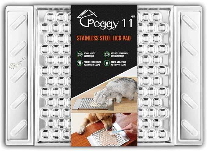 PEGGY11 Durable Stainless Steel Lick Pad for Cats & Dogs | Strong Suction Cups | Anxiety Relief & Slow Feeder | Dishwasher Safe - Single