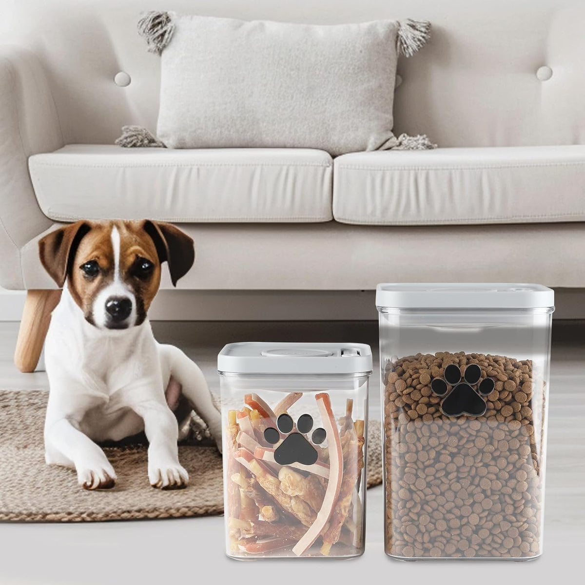 2-Pack Dog Treat Storage Container Set 78oz+48oz | Airtight Pet Treat Canisters for Cats & Dogs, Kitchen Counter Jar, BPA-Free, Dog Cookie Treats Jars with Lid, Keeps Treats Fresh & Crunchy