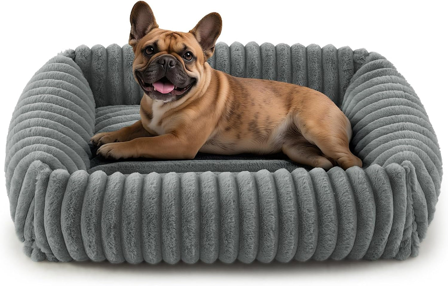 Dog Beds Medium Sized Dog, Washable Orthopedic Pet Bed with Removable Cover, Rectangle Soft Calming Sleeping Puppy Bed Durable Pet Cuddler with Anti-Slip Bottom, 30"x24"x8" Grey - Pet Explorer