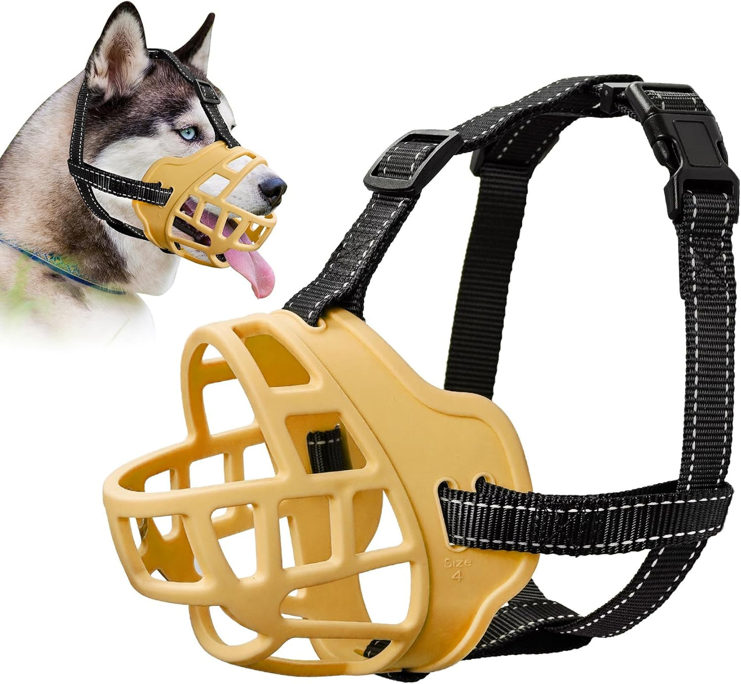 Dog Muzzle for Large Dogs, Breathable Basket Muzzles for Small, Medium and X-Large Aggressive Dog, Allows Panting Drinking, Suitable for Grooming Trimming Training (2, Luminous Orange) - Pet Explorer