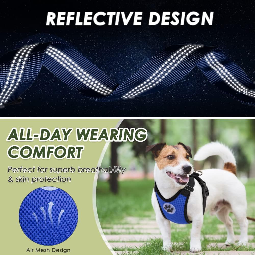 Lukovee Dog Seat Belt for Car, Adjustable Dog Car Harness for Large Medium Small Dogs, Soft Padded & Breathable Mesh Dog Seatbelt with Car Vehicle Connector Strap (Blue,XX-Small) - Pet Explorer