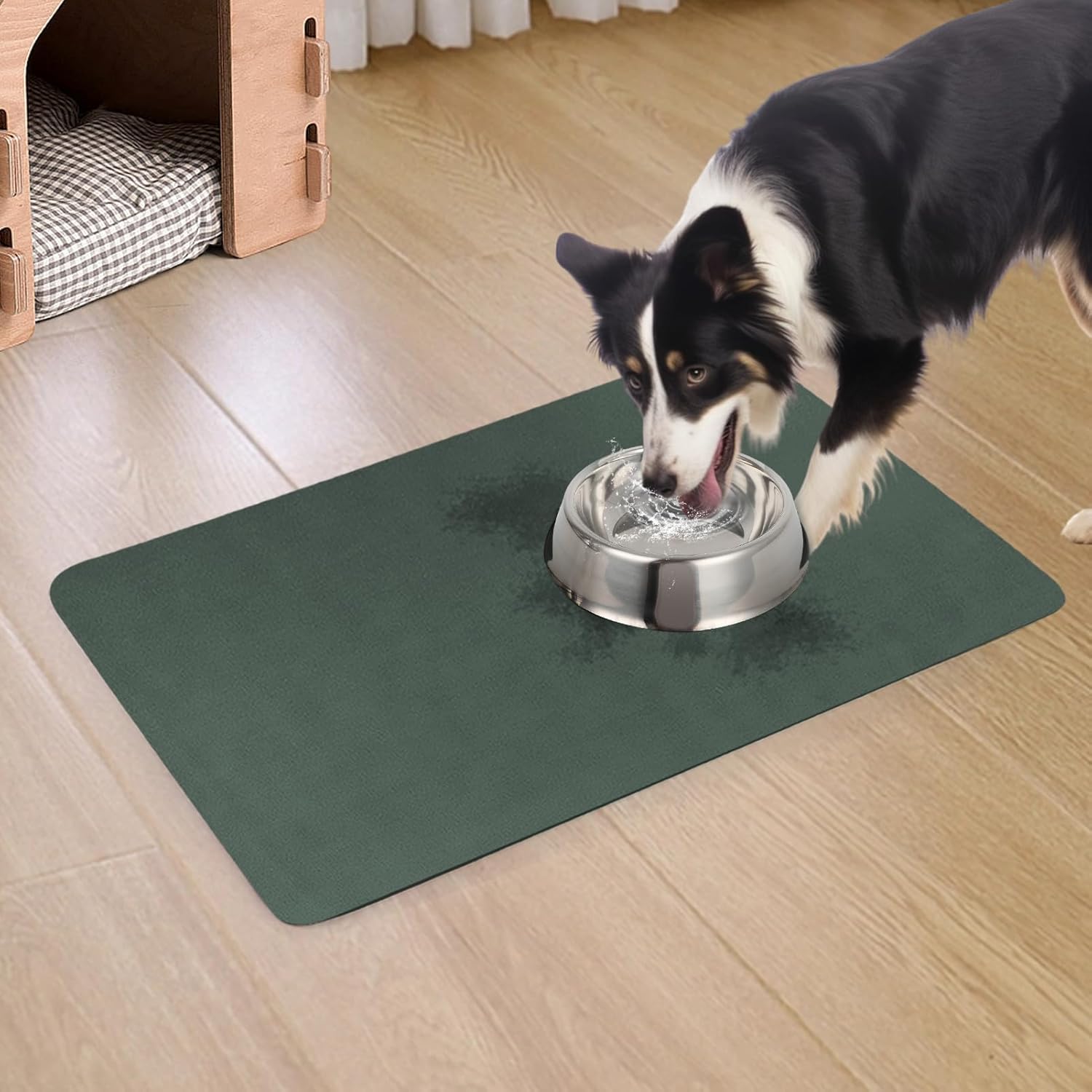 Quick Dry Absorbent Dog Food Mat, 24 x 16 in Diatom Mud Dog Water Bowl Mat, No Messy Anti-Slip Pet Feeding Mat for Medium and Large Dogs - Pet Explorer
