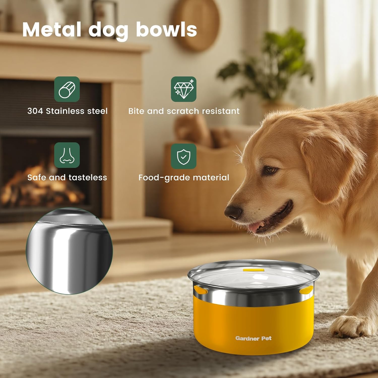 Gardner Pet Dog Bowls 1 Gallon (3.85L) Stainless Steel No Spill Dog Water Bowl, Slow Water Feeder Metal Bowls, Spill Proof Water Dispenser for Large Dogs, Promotes Healthy Hydration - Pet Explorer