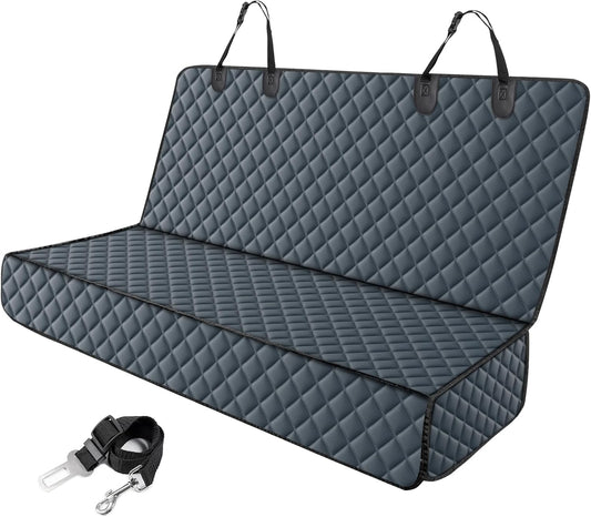 MIXJOY Dog Car Cover for Back Seat Cover Protector Waterproof Dog Seat Covers for Cars, Car Seat Protector for Dogs with 1 Dog Seat Belt, Nonslip Back Seat Cover for Kids, Trucks & SUV, Grey - Pet Explorer