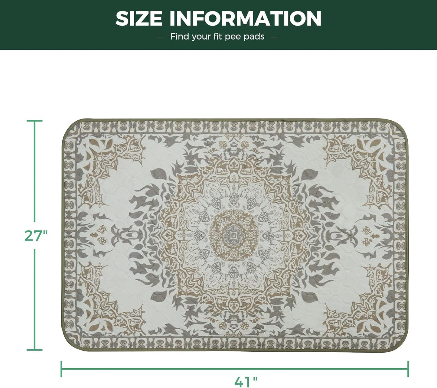 FXW Washable Pee Pads for Dogs, Puppy Pads with Super Absorbent, Specifically Designed for 42inch Cages, 41" × 27" Rectangle, Boho, 2 Packs - Pet Explorer