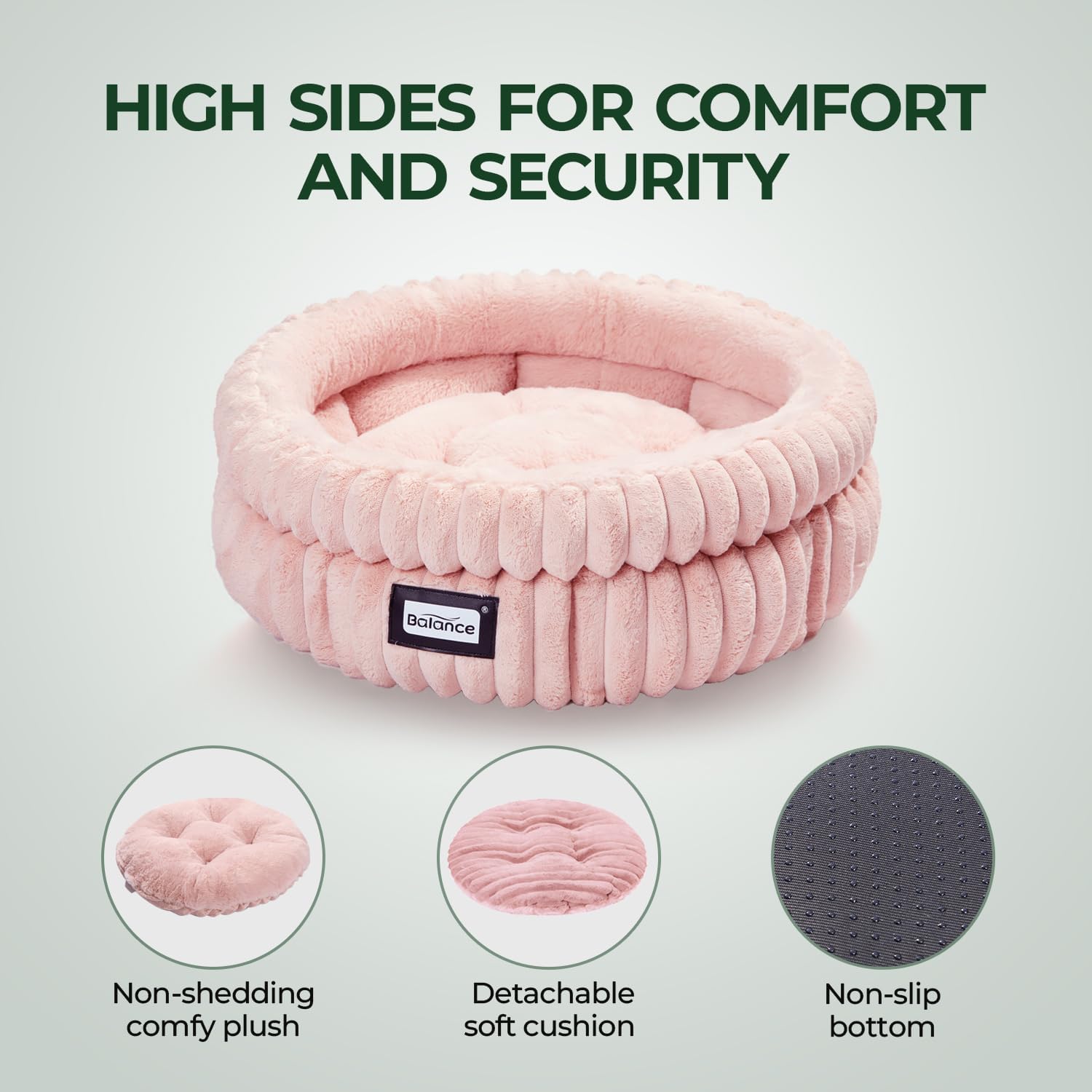 BALANCE Cat Bed Kitten Bed, Washable Round Cat Beds for Indoor Cats,Super Soft Plush Faux Fur Pet Bed for Puppy and Kitten with Anti-Slip Bottom - Pet Explorer