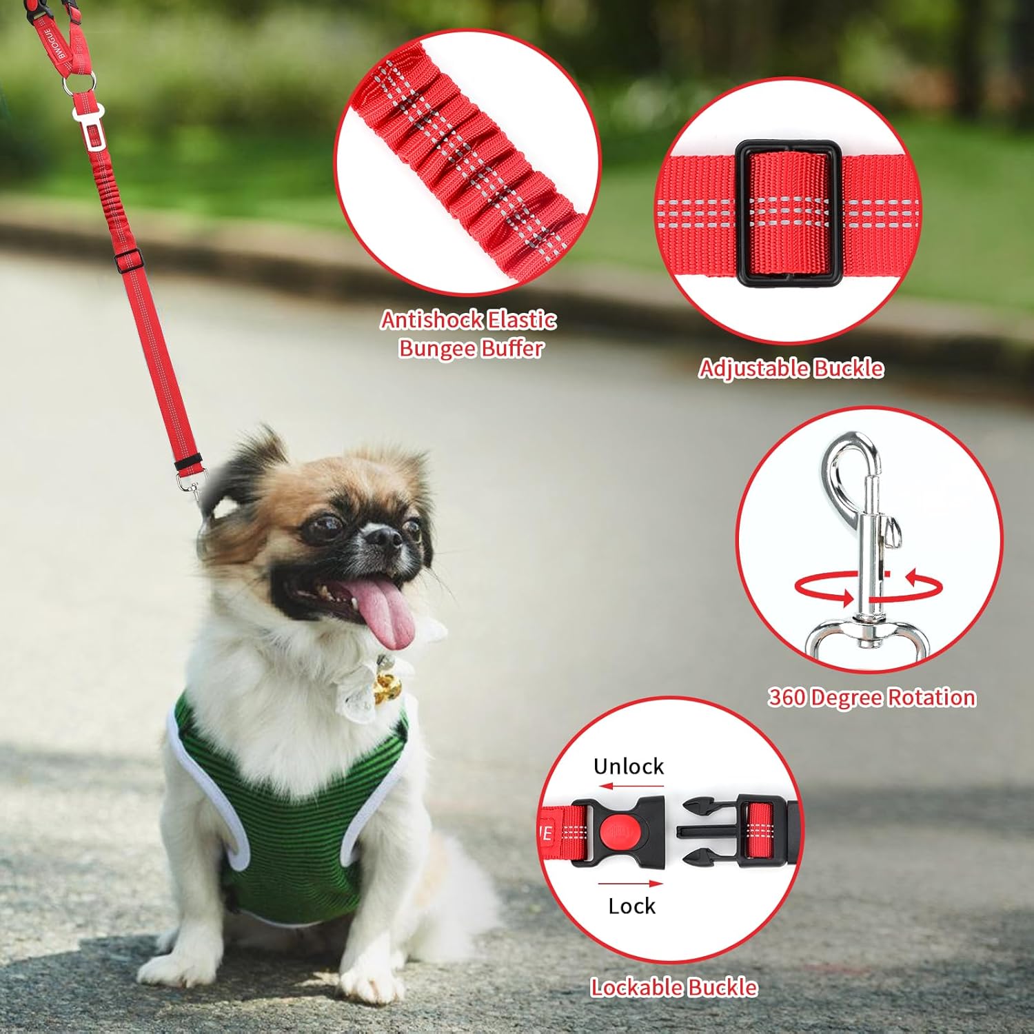 BWOGUE Pet Dog Cat Seat Belt Reflective Car Dog Headrest Restraint Leash Elastic Buffer Bungee Adjustable Tangle-Free Safety Leads Vehicle Seatbelt Harness for Small, Medium and Large Dogs (1 Pack) - Pet Explorer