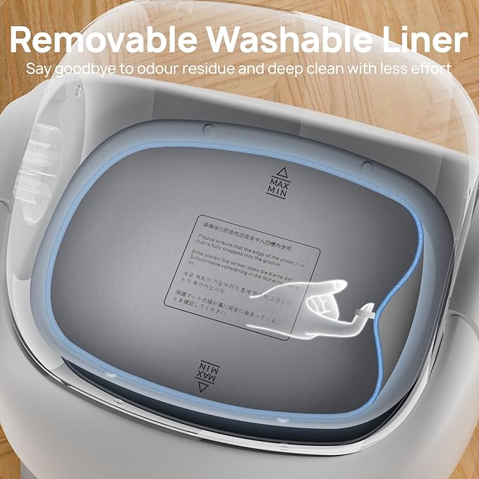Open-Top Automatic Cat Litter Box, Self Cleaning Litter Box for Multi-Cat Families, APP Control, Safety Protection, 1 Roll Waste Bag
