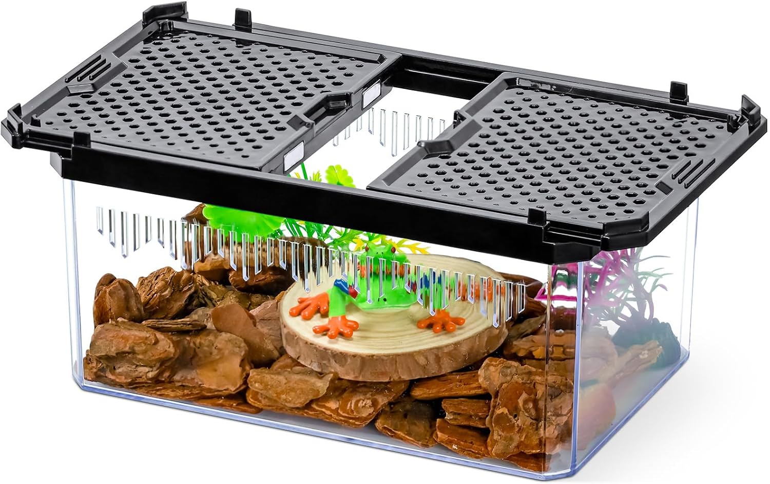 High-Transparency Reptile & Insect Enclosure Terrarium with Magnetic Door, Excellent Ventilation, Easy Cleaning, and Strong, Long-Lasting Build for Gecko, Tarantula, Hermit Crab (7.5x4.9x3.7 Inch) - Pet Explorer