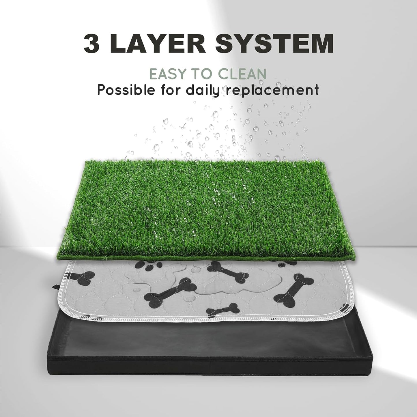 Dog Grass Pad with Foldable Dog Litter Box,Extra Large Liner Base for Balcony，Ultra-Absorbent Artificial Grass Pads for Dogs Pee Pad Holder, Potty Training, 2 PCS Reusable Pee Pad - Pet Explorer