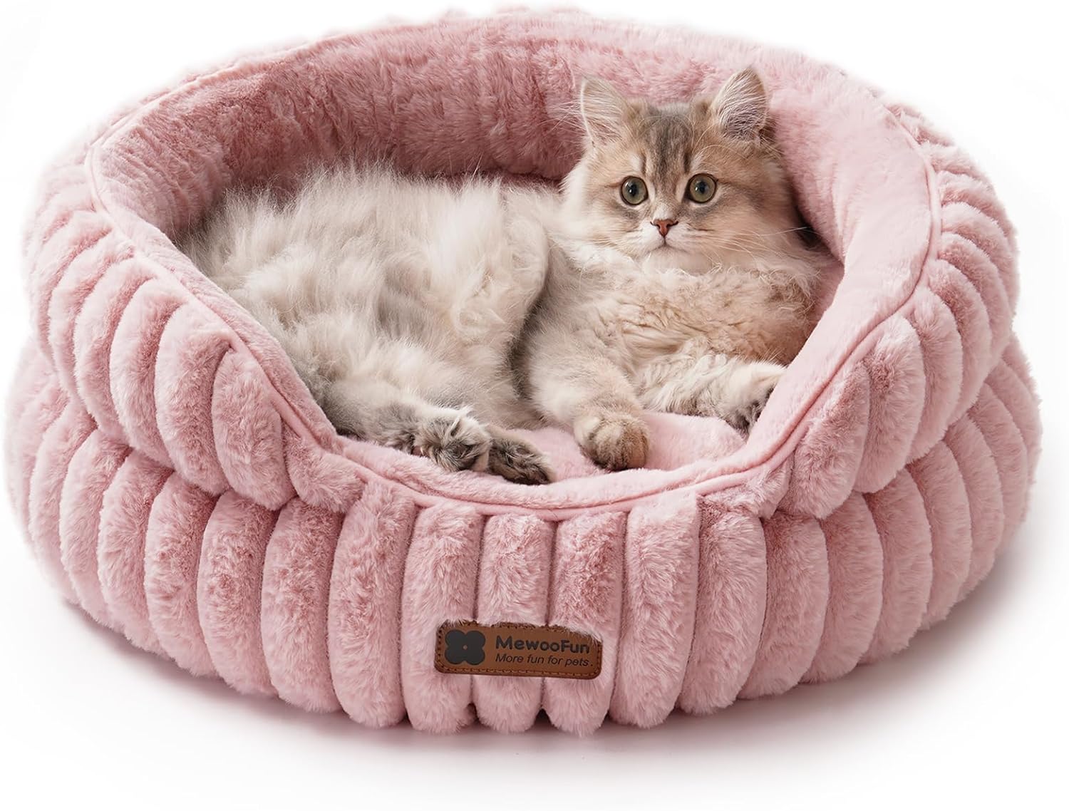 MEWOOFUN Cat Beds for Indoor Cats, Washable Dog Bed for Small Dogs, Round Pet Bed for Puppies and Kittens (Pink, 20"x20"x8") - Pet Explorer