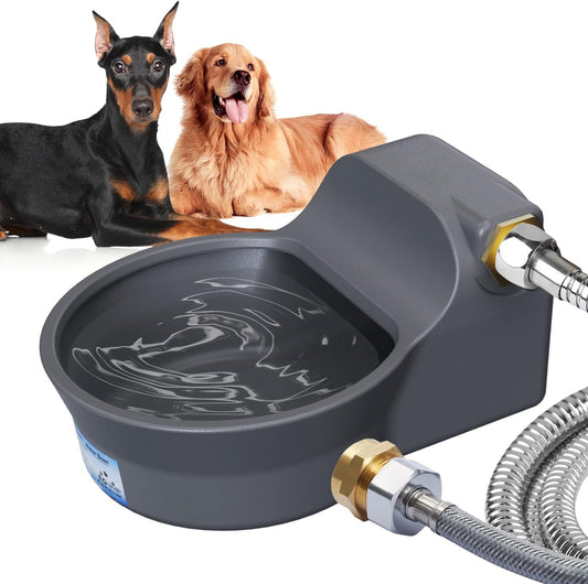 Automatic Water Dispenser for Dogs, Patented 2L Dog Water Bowl Dispenser, Automatic Chicken Waterer Fit 3/4'' GHT Faucet, Water Hose, Copper Connector Outdoor Dog Water Bowl for Livestock Animal - Pet Explorer