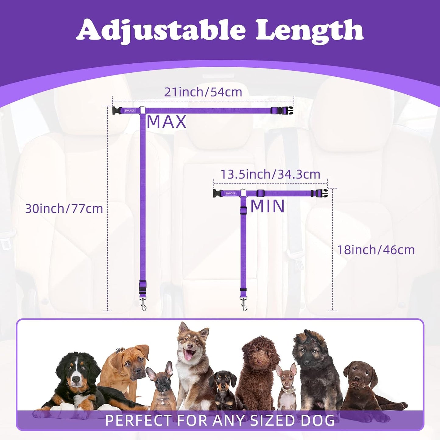 BWOGUE Pet Dog Cat Seat Belts, Car Headrest Restraint Adjustable Safety Leads Vehicle Seatbelt Harness (1 Pack) - Pet Explorer