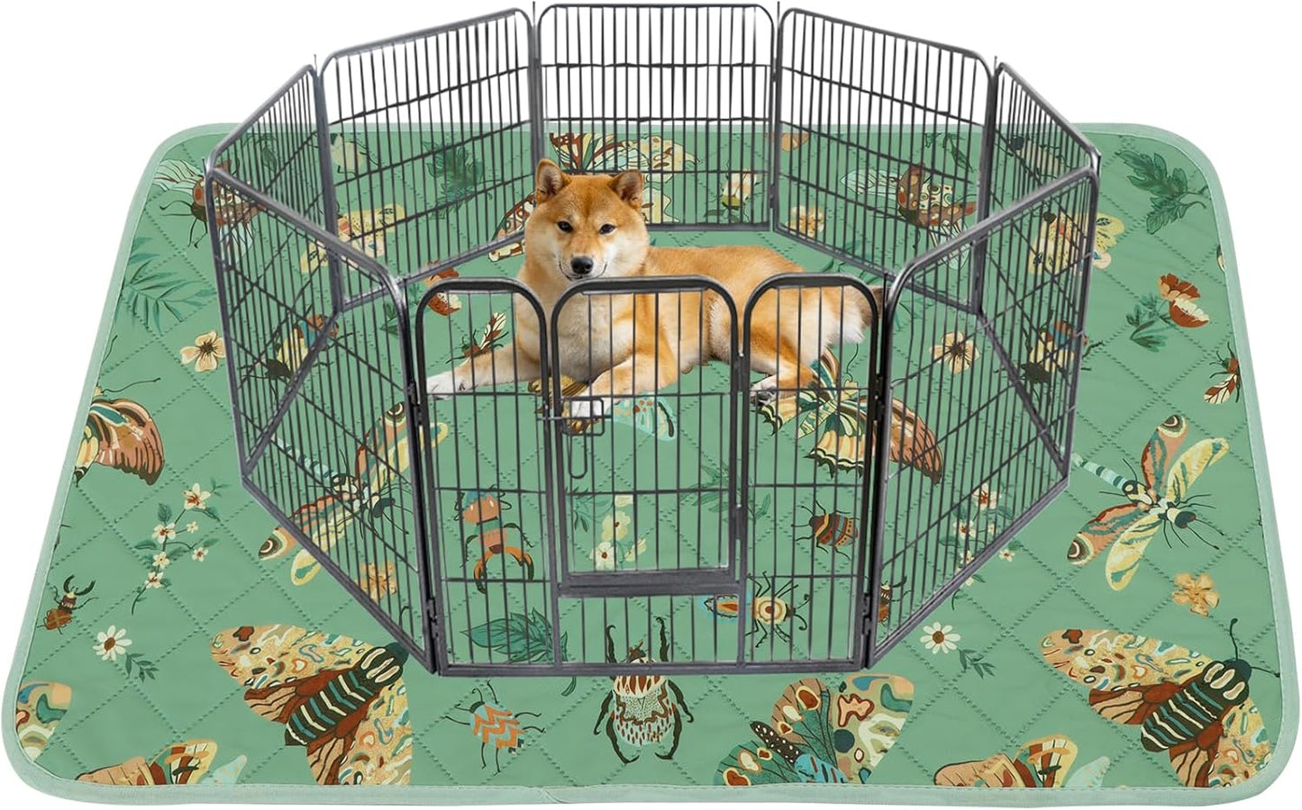 IEUUMLER Washable Pee Pads for Dogs, 1 Pack Insect Pattern Reusable Waterproof Puppy Potty Pads, Non-Slip Absorbent Pet Training Pads for Playpen Crate Bed EU014 - Pet Explorer