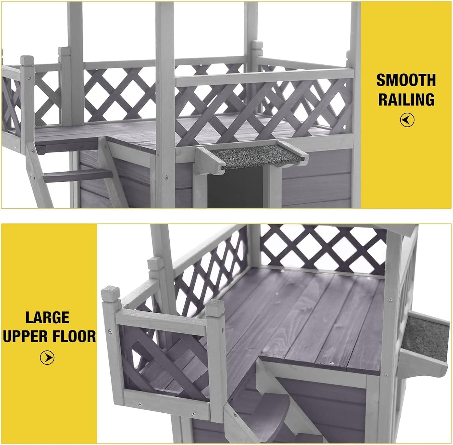 Aivituvin Cat House Outdoor Indoor Feral Kitty Shelter with Escape Door for Cats, Weatherproof Roof - Pet Explorer